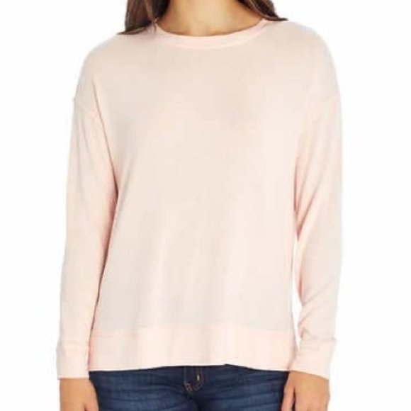 Three Dots Tops - Three Dots Long Sleeve Soft and Cozy Tunic Top Fall Winter Light Pink XXL